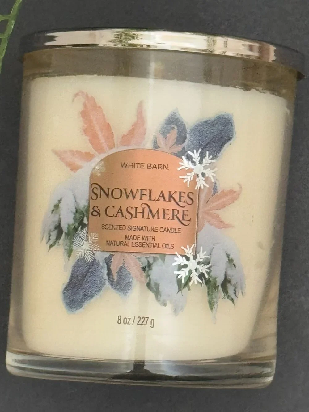 BBW Snowflakes & Cashmere White Barn Bath & Body Works Single Wick Candle - Picture 5 of 10